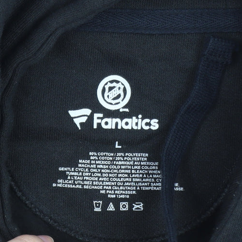 Fanatics Mens Black Sports Graphic Pullover Hoodie Size L