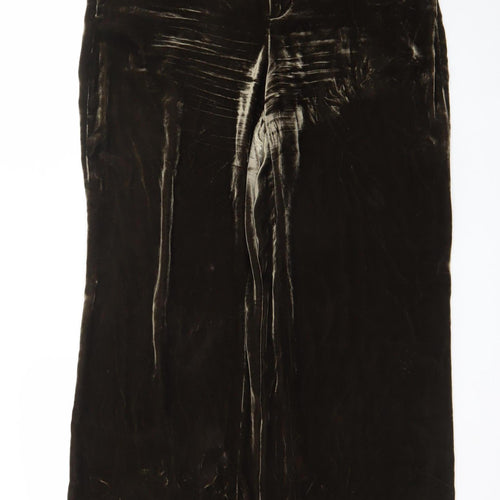 Zara Womens Brown Velvet Wide Leg Trousers Size L