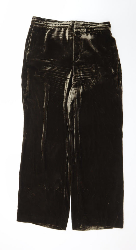 Zara Womens Brown Velvet Wide Leg Trousers Size L
