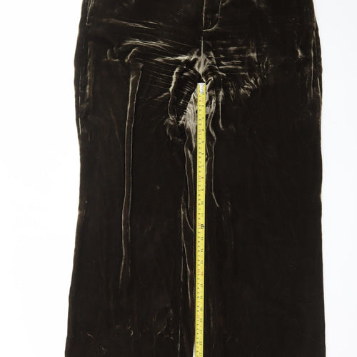 Zara Womens Brown Velvet Wide Leg Trousers Size L