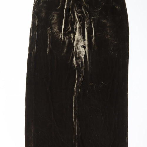 Zara Womens Brown Velvet Wide Leg Trousers Size L