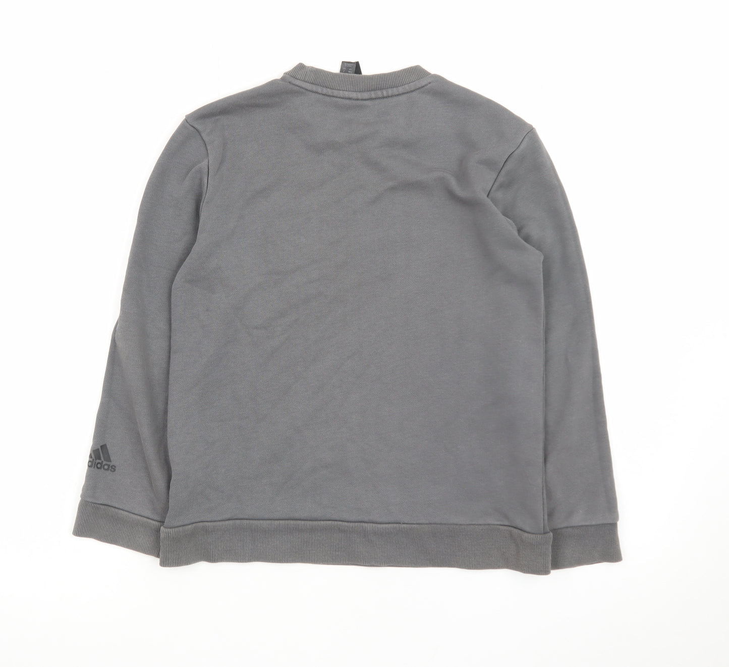 Adidas Boys Grey Sweatshirt Size 10 Years Pullover Crew Neck Logo Print