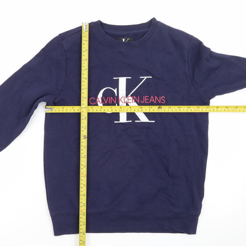 Calvin Klein Jeans Boys Blue Logo Pullover Sweatshirt Size 12 Years