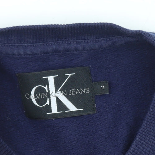 Calvin Klein Jeans Boys Blue Logo Pullover Sweatshirt Size 12 Years