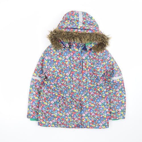 Boden Girls Multicoloured Floral Hooded Puffer Jacket 7-8 Years Winter Coat