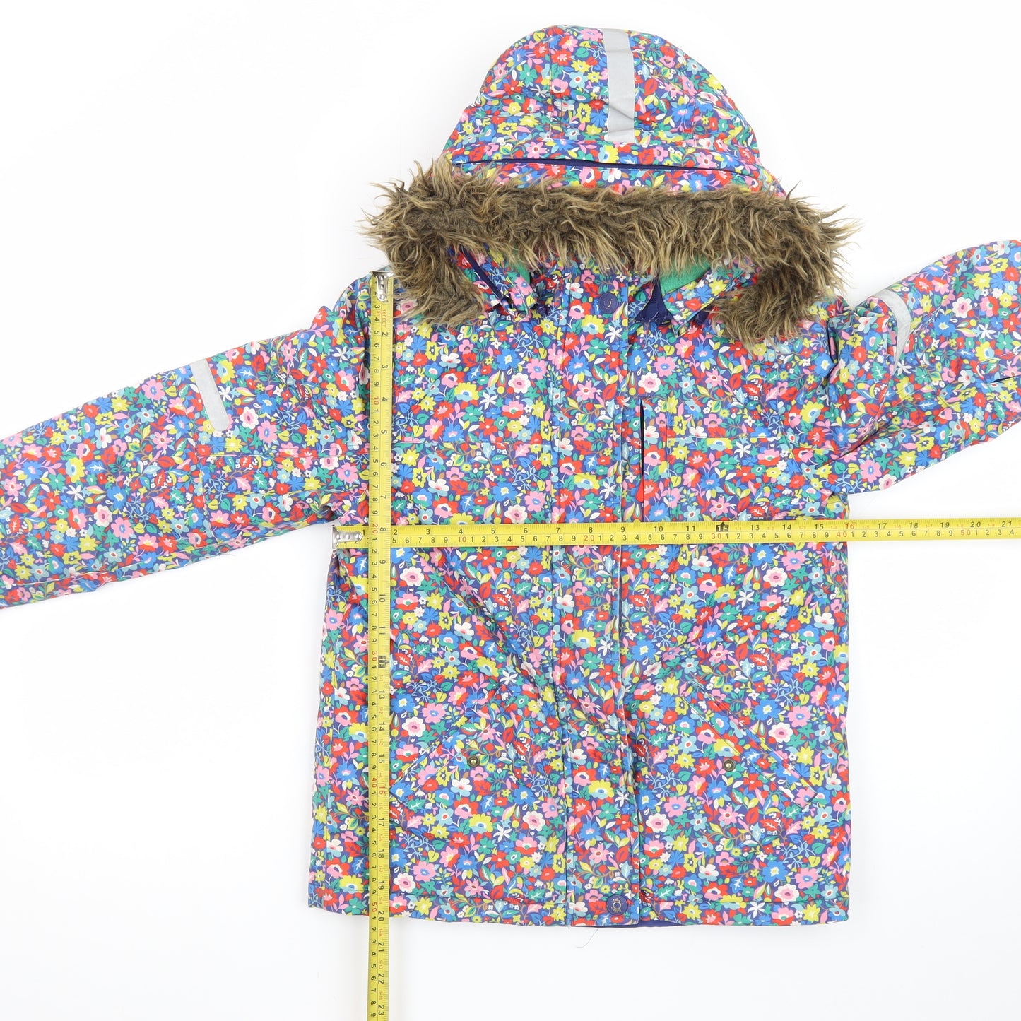 Boden Girls Multicoloured Floral Hooded Puffer Jacket 7-8 Years Winter Coat