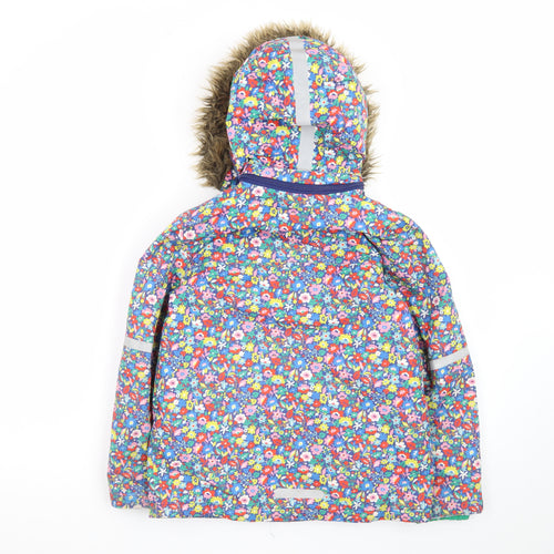 Boden Girls Multicoloured Floral Hooded Puffer Jacket 7-8 Years Winter Coat