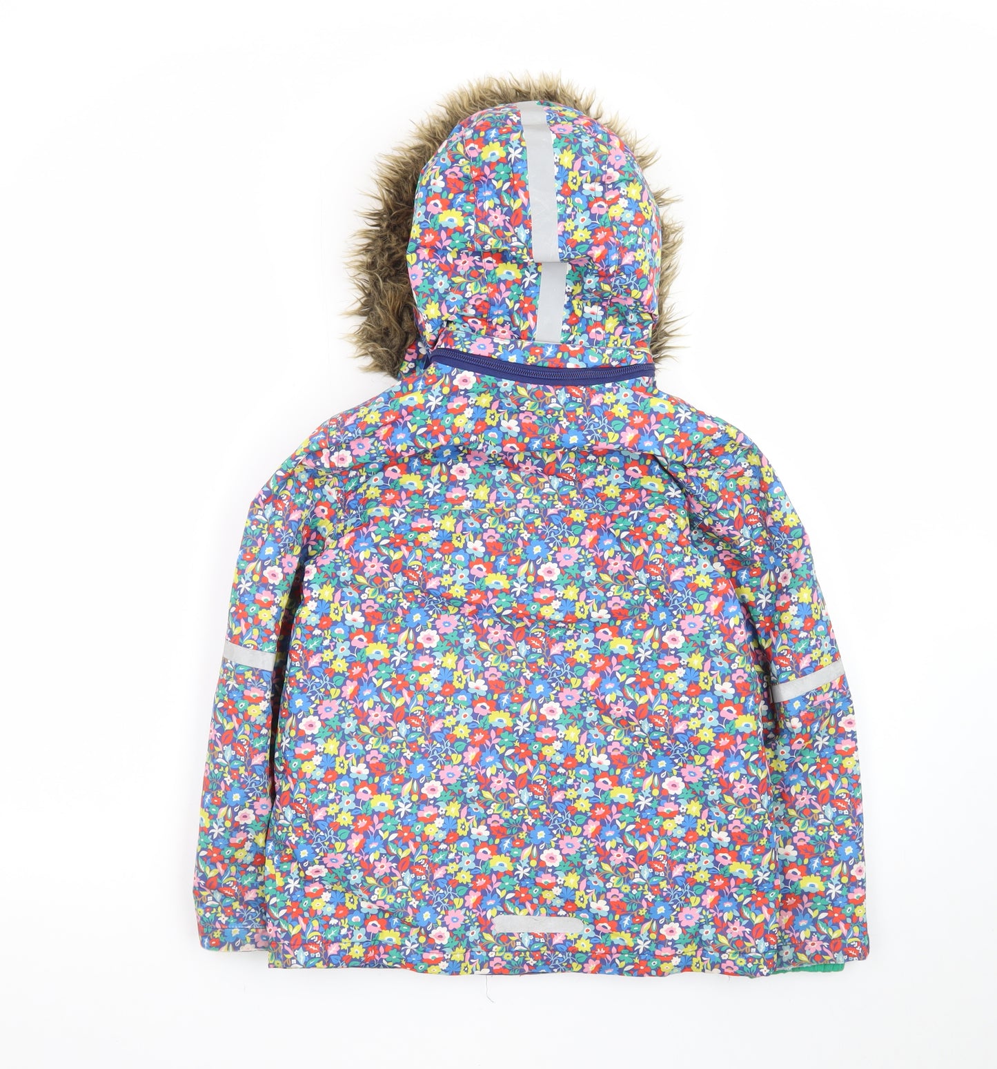 Boden Girls Multicoloured Floral Hooded Puffer Jacket 7-8 Years Winter Coat