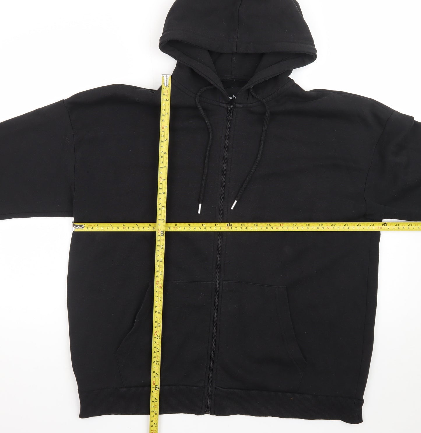 boohoo Men's Black Full Zip Hoodie Size M Regular Fit