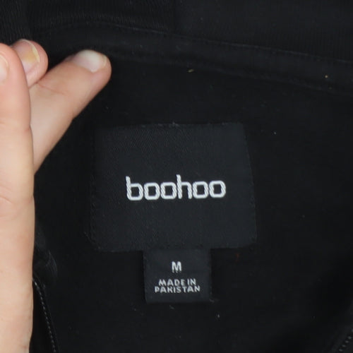 boohoo Men's Black Full Zip Hoodie Size M Regular Fit