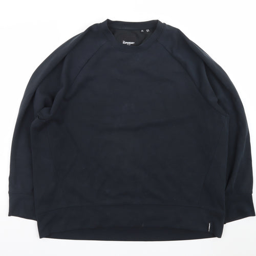 Superdry Men's Black Cotton Blend Pullover Sweatshirt Size L