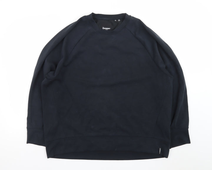 Superdry Men's Black Cotton Blend Pullover Sweatshirt Size L