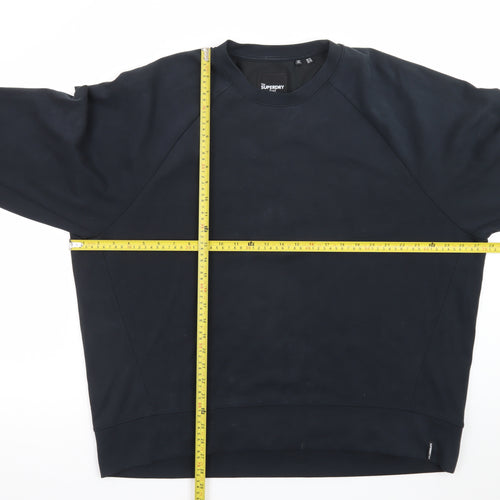 Superdry Men's Black Cotton Blend Pullover Sweatshirt Size L