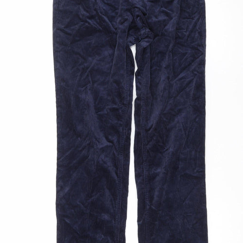 Marks and Spencer Women's Navy Corduroy Straight Trousers Size 8