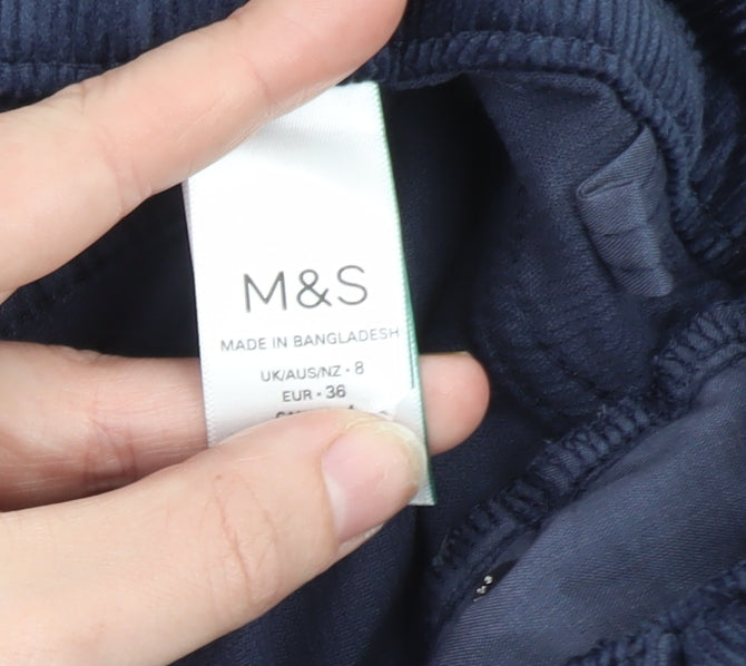 Marks and Spencer Women's Navy Corduroy Straight Trousers Size 8