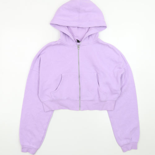 H&M Divided Womens Purple Full Zip Cropped Hoodie Size M