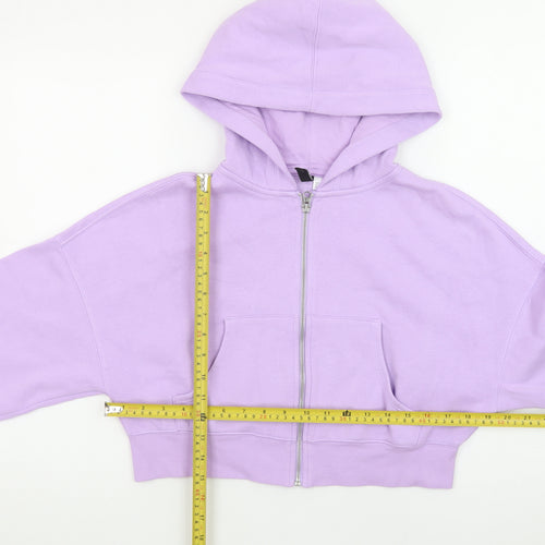 H&M Divided Womens Purple Full Zip Cropped Hoodie Size M