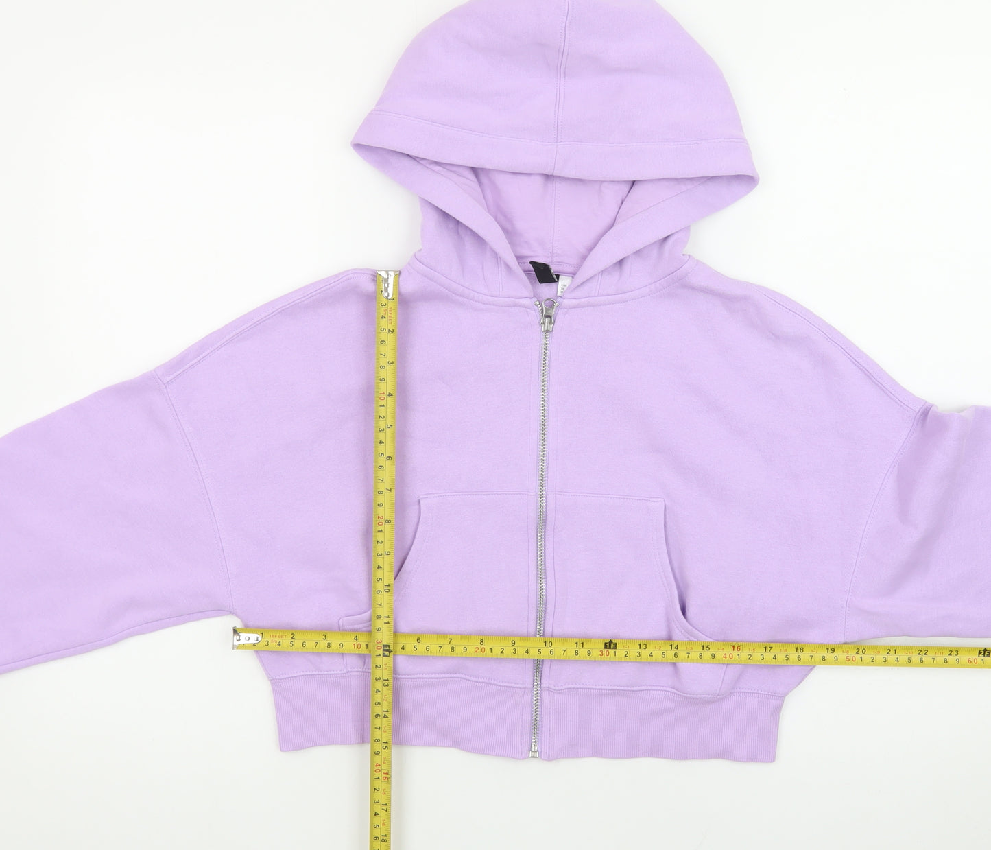 H&M Divided Womens Purple Full Zip Cropped Hoodie Size M