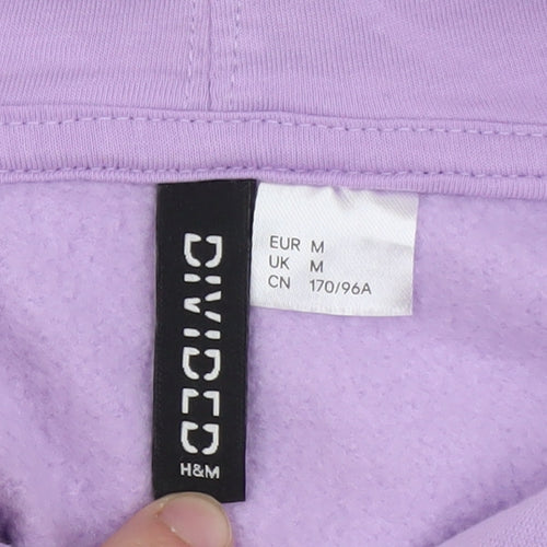 H&M Divided Womens Purple Full Zip Cropped Hoodie Size M