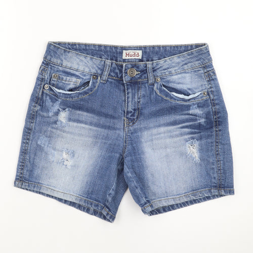 Mudd Womens Blue Denim Boyfriend Shorts Size 10 Stretch Casual