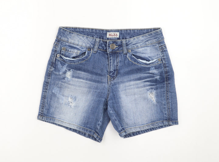Mudd Womens Blue Denim Boyfriend Shorts Size 10 Stretch Casual