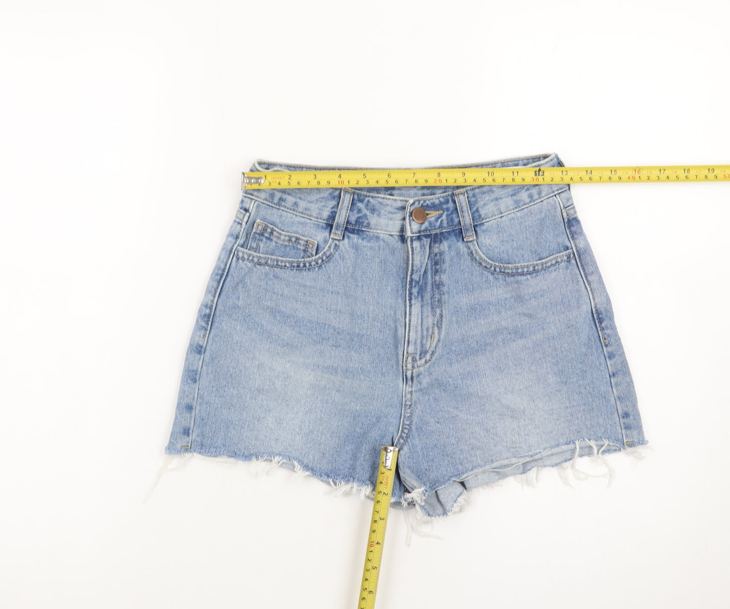 AURA Womens Blue Denim Cut-Off Shorts Size 10 High Waist