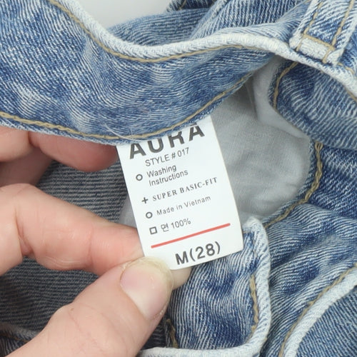 AURA Womens Blue Denim Cut-Off Shorts Size 10 High Waist