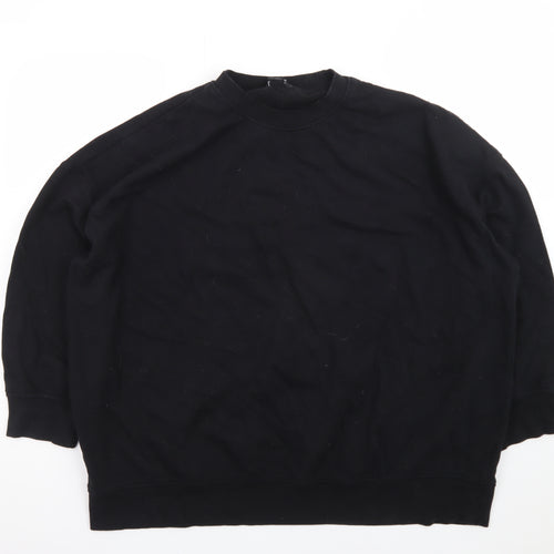 Monki Unisex Black L Pullover Crew Neck Cotton Sweatshirt