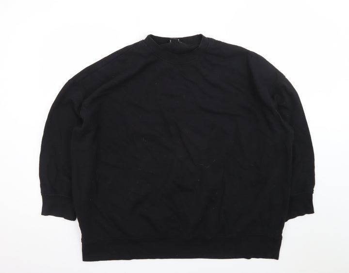 Monki Unisex Black L Pullover Crew Neck Cotton Sweatshirt