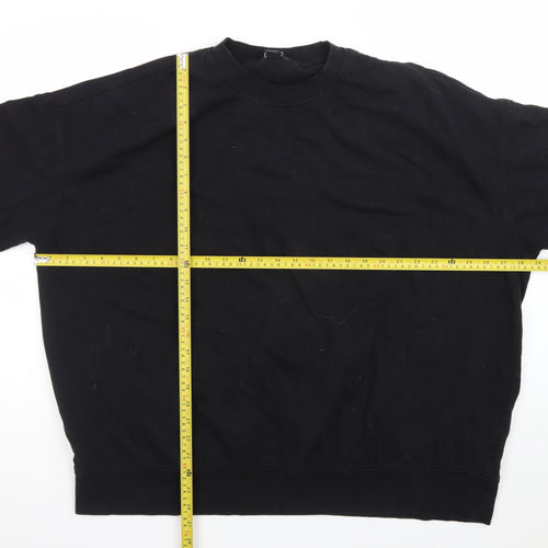 Monki Unisex Black L Pullover Crew Neck Cotton Sweatshirt