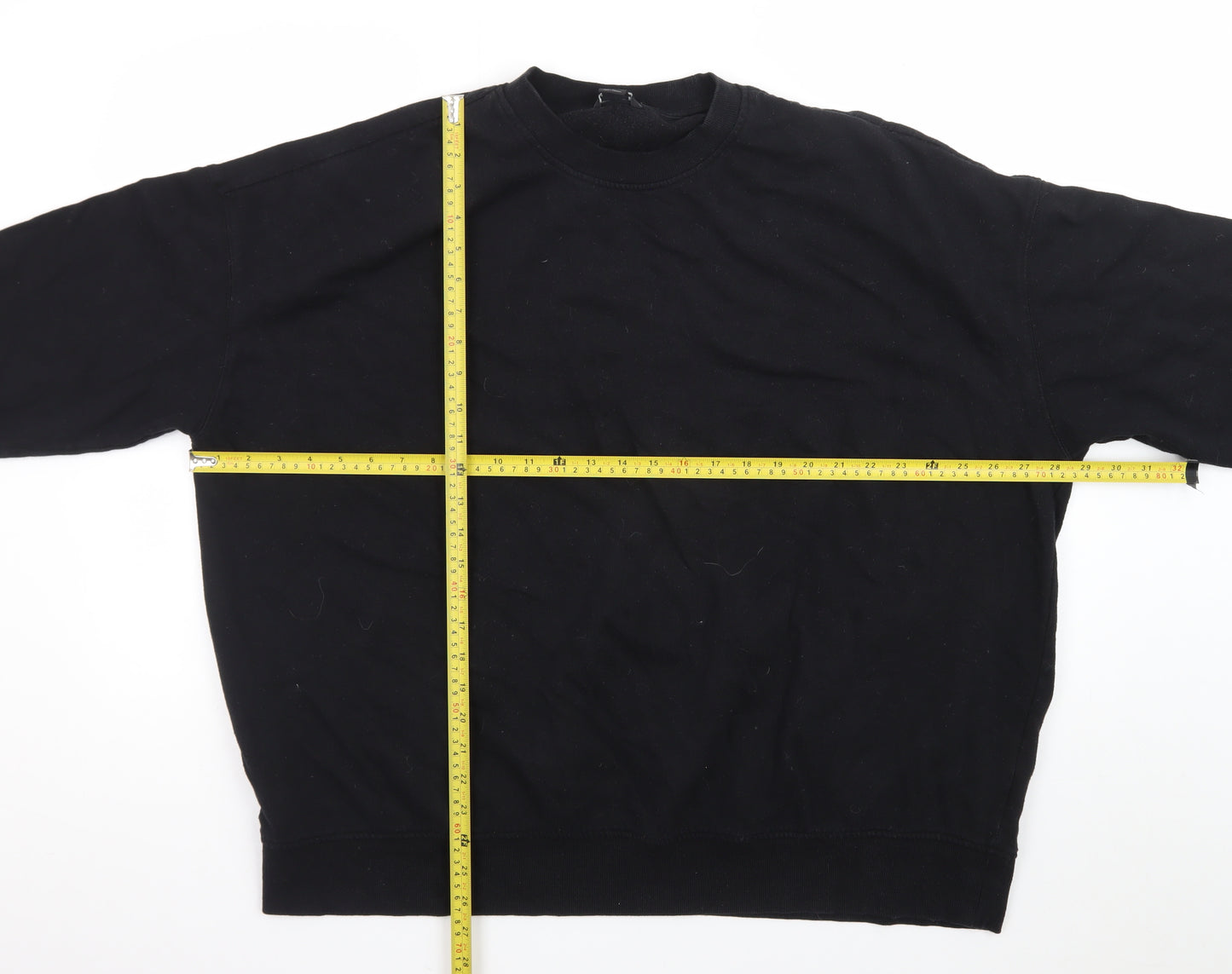 Monki Unisex Black L Pullover Crew Neck Cotton Sweatshirt