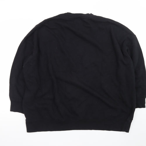Monki Unisex Black L Pullover Crew Neck Cotton Sweatshirt