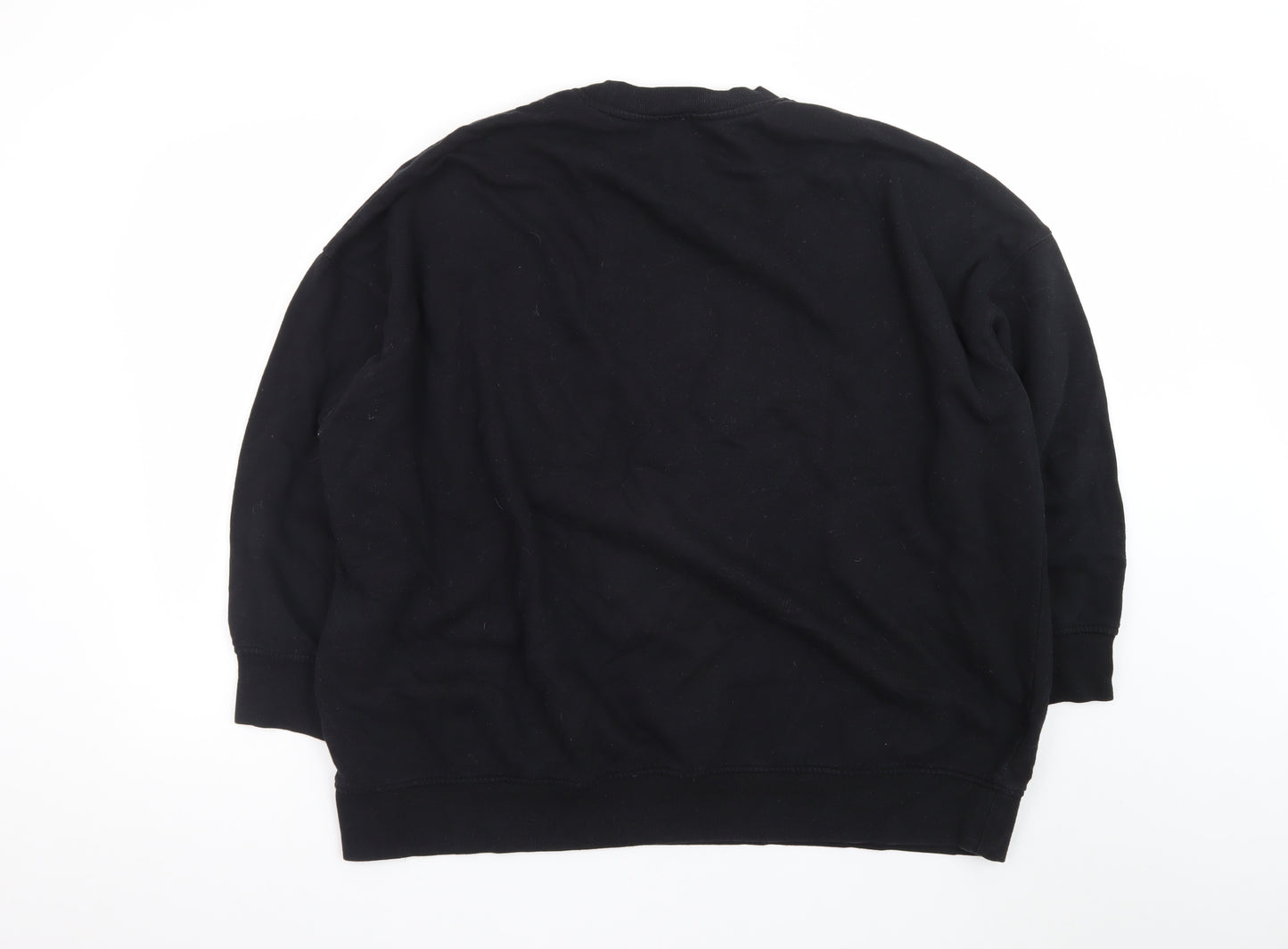 Monki Unisex Black L Pullover Crew Neck Cotton Sweatshirt