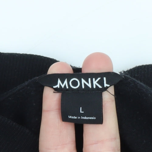 Monki Unisex Black L Pullover Crew Neck Cotton Sweatshirt