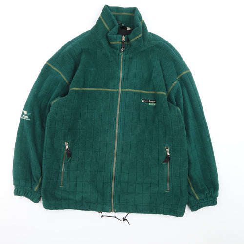 Outdoor Scene Mens Green Fleece Full Zip Jacket Size M