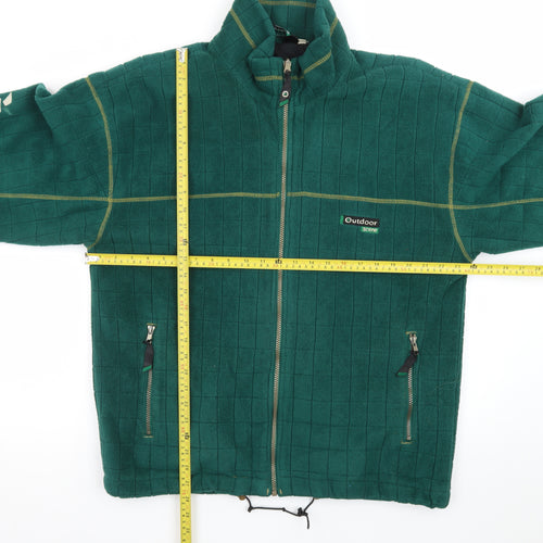 Outdoor Scene Mens Green Fleece Full Zip Jacket Size M