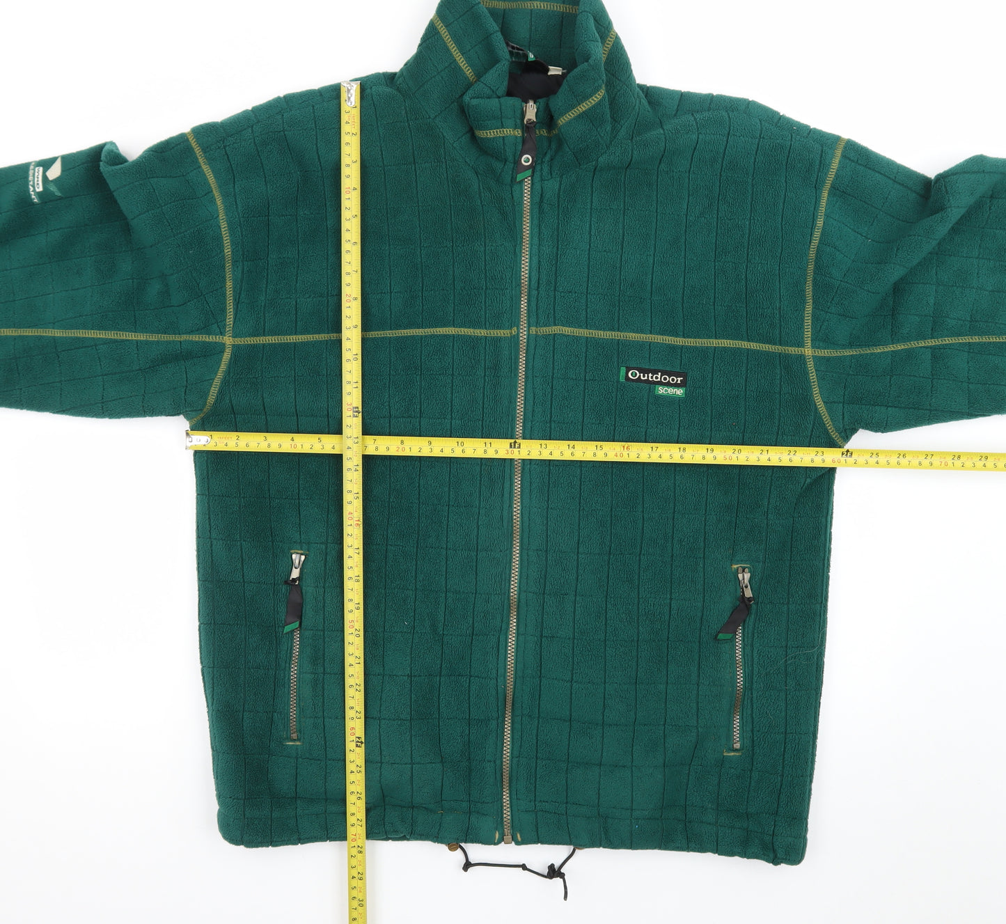 Outdoor Scene Mens Green Fleece Full Zip Jacket Size M