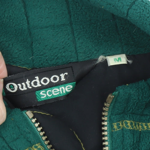 Outdoor Scene Mens Green Fleece Full Zip Jacket Size M