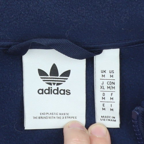 Adidas Men Blue Fleece Full Zip Basic Jacket M Sports Casual