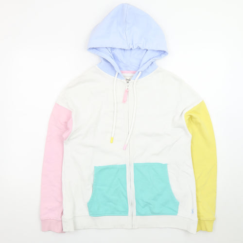 Joules Womens Multicoloured Full Zip Hoodie UK 10 Cotton Blend