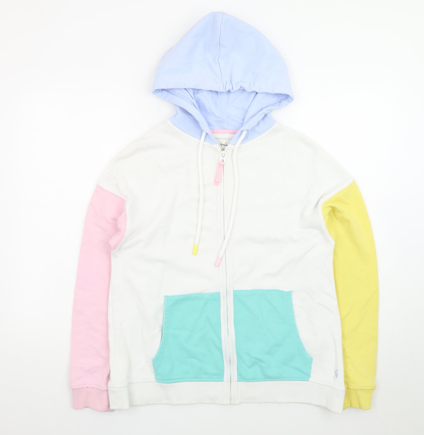 Joules Womens Multicoloured Full Zip Hoodie UK 10 Cotton Blend