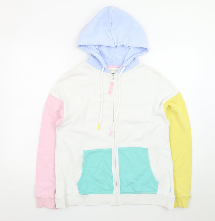 Joules Womens Multicoloured Full Zip Hoodie UK 10 Cotton Blend