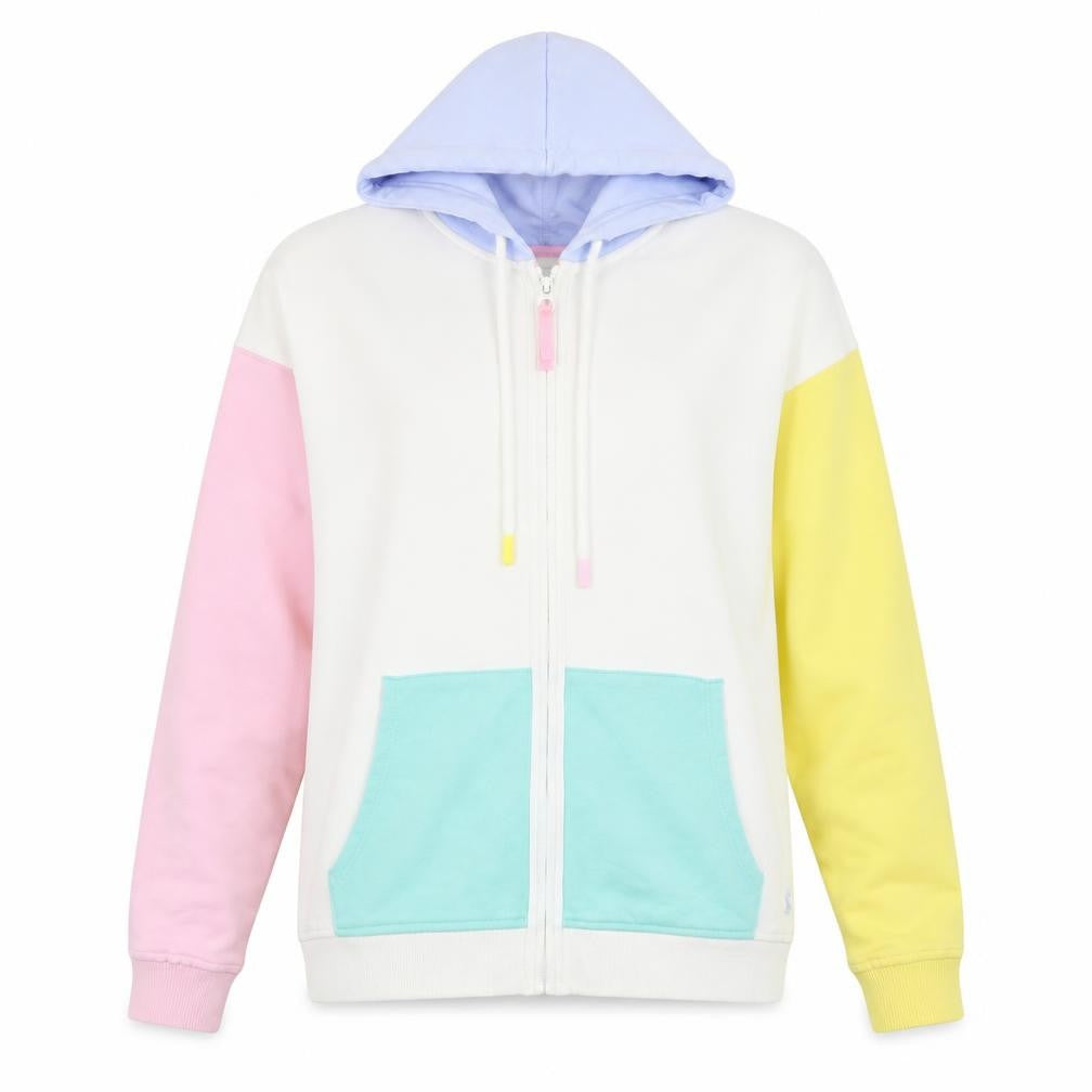 Joules Womens Multicoloured Full Zip Hoodie UK 10 Cotton Blend