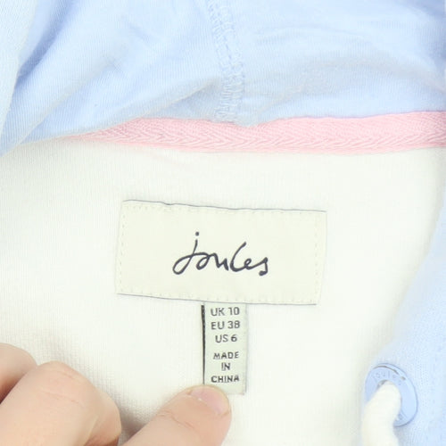Joules Womens Multicoloured Full Zip Hoodie UK 10 Cotton Blend