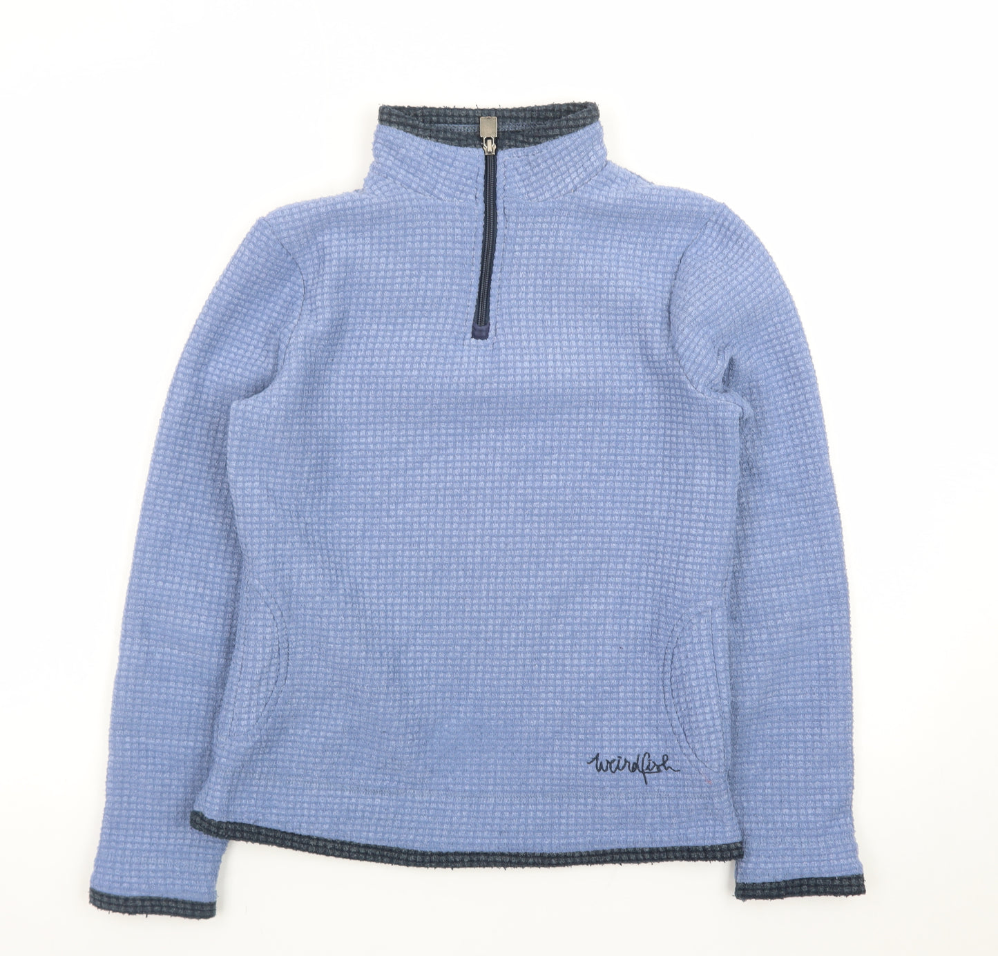 Weird Fish Women Blue Size 8 1/4 Zip Fleece Sweatshirt