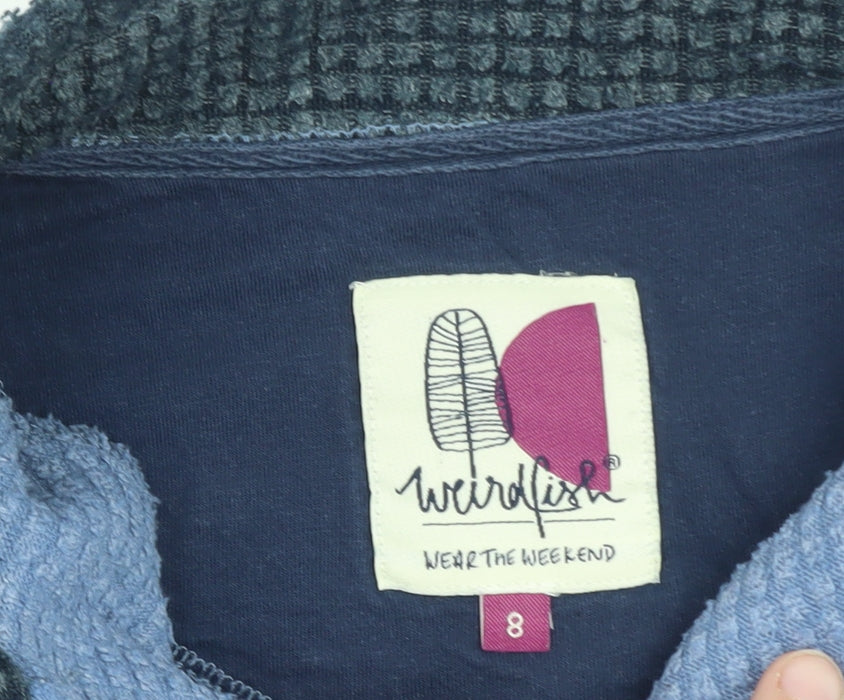Weird Fish Women Blue Size 8 1/4 Zip Fleece Sweatshirt