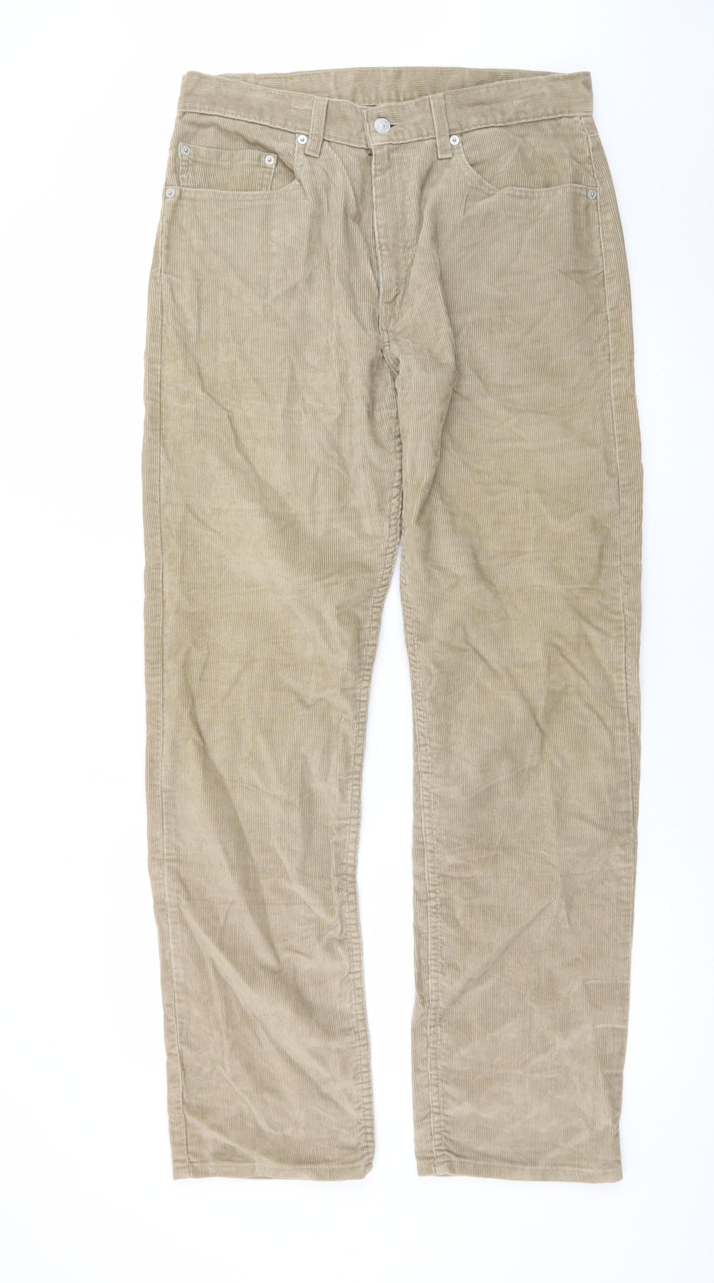 Levi's 505 Men's Beige Corduroy Straight Leg Trousers W32 L34