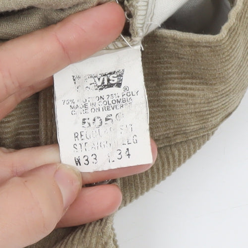 Levi's 505 Men's Beige Corduroy Straight Leg Trousers W32 L34