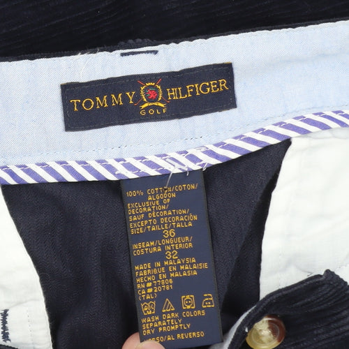 Tommy Hilfiger Men's Blue Corduroy Pleated Trousers 36W 32L