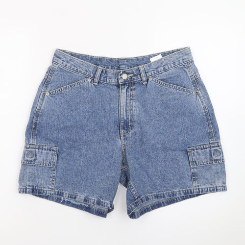 Riders Womens Blue Denim Cargo Shorts Size 10 Cotton Relaxed Fit